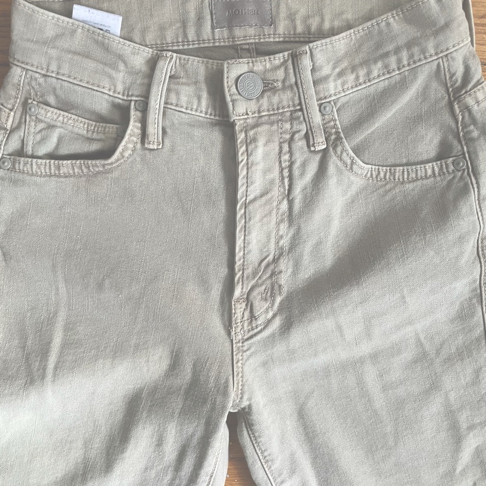 MOTHER Insider Ankle Fray Oxford Tan Jeans